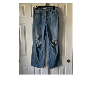 SO Light Blue Distressed Women's Flare Jeans
